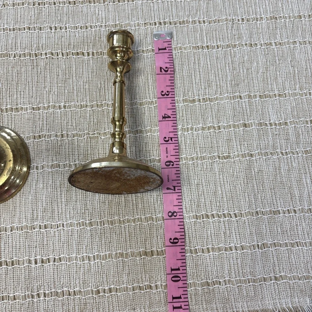 VTG Weighted Brass‎ Candlesticks Pair Unbranded 7 Inch